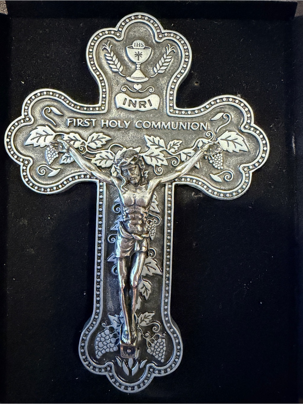 Silver First Holy Communion Wall Cross - Religious Home Accent